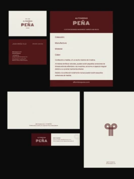 Identidad visual de Alfombras Peña aplicada a medios offline